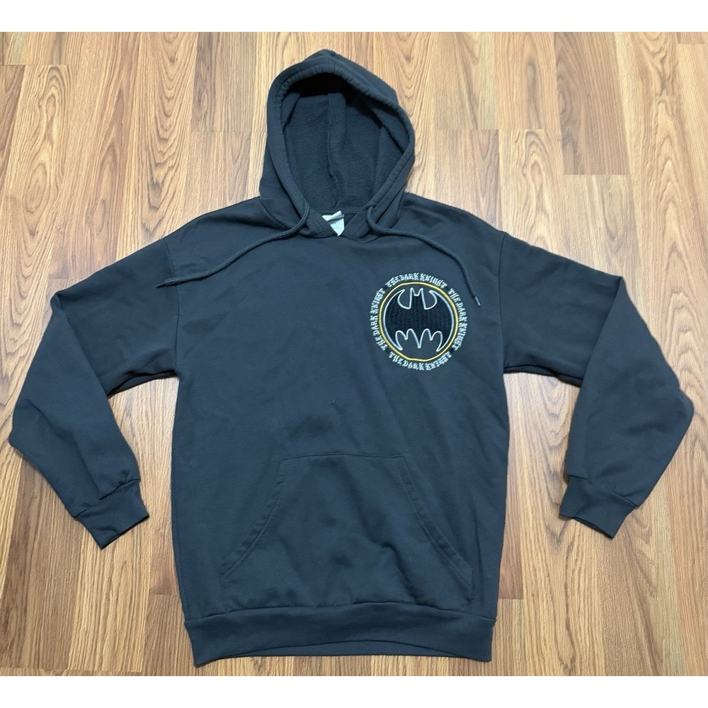 Batman Hoodie Mens Small The Dark Knight Embroidered Double Sided DC Comics